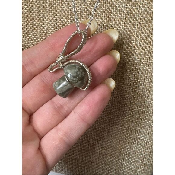 Ocean Jasper Mushy Wrapped Pendant Necklace - Picture 5 of 6